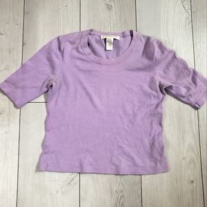 Jones new york lavender purple three quarter sleeve cotton blend top sz small